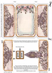 Ornate Ironwork Floral Notelet/thank You Square Gatefold Buckle Card