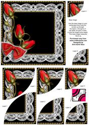 Black Red Rose Sprays 6inch Duo Corner Stacker Card Front