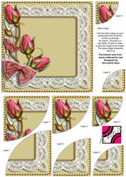 Biscuit Pink Rose Sprays 6inch Duo Corner Stacker Card Front