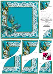 Blue Buds Rose Sprays 6inch Duo Corner Stacker Card Front