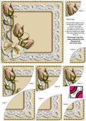 Cream Buds Rose Sprays 6inch Duo Corner Stacker Card Front