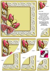 Lemon Pink Rose Sprays 6inch Duo Corner Stacker Card Front