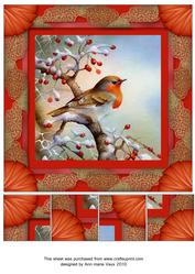 Chrismas Robin Gold Lace 8x8inch Picture Sheet