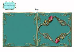 Teal Pink Plain Rose Fancies Square Cut and Fold Card