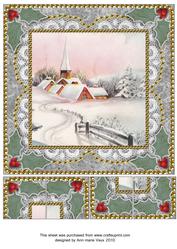 Christmas Snow Village Vintage Lace 8inch Picture Sheet