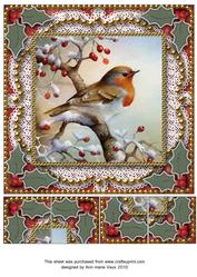 Christmas Robin 1 Vintage Lace 8inch Picture Sheet