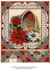 Poinsettia Window Vintage Lace 8inch Picture Sheet