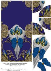 Vintage Blue Rose Bouquet Over the Edge Card with Stacker