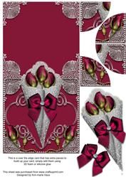 Metallic Red Silver Bouquet Over the Edge Card with Stacker