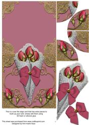 Vintage Plum Rose Bouquet Over the Edge Card with Stacker