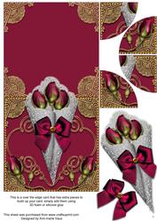 Metallic Red Gold Rose Bouquet Over the Edge Card & Stacker