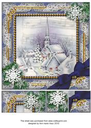 Christmas Blue Church Snow 8inch Picture Sheet