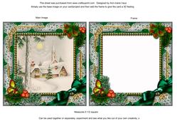 Winter Pub Holly Ornate Square Card Front and Frame