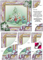 Christmas Carol Singers Snow 6in Duo Corner Stack Card Front