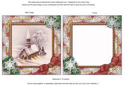 Christmas Church Lights Snow Square Card Front and Front