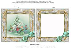 Christmas Carol Singers Ornate Square Card Front and Frame