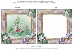 Christmas Carol Singers Snow Square Card Front and Frame