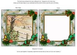 Winter Tale Holly Ornate Square Card Front and Frame