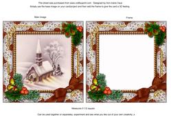 Church Lights Holly Ornate Square Card Front and Frame