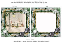 Winter Pub Snow Ornate Square Card Front and Frame