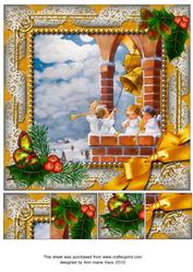Angels Pulling Bells Holly 8inch Picture Sheet