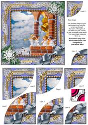 Angels Bell Pulling Snow 6 Inch Duo Corner Stack Card Front