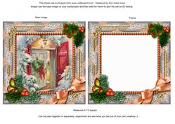 Christmas Welcome Door Holly Square Card Front and Frame