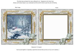Blue Winter Walk Ornate Square Card Front and Frame