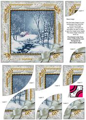 Blue Winter Walk 6 Inch Duo Corner Stack Card Front