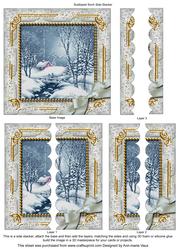 Blue Winter Walk 5inch Square Scalloped 2 Side Stacker