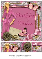 Pink Lady Butterfly 8inch Picture Sheet