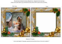 Choirboy Knocking Holly Ornate Square Card Front and Frame
