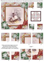 Church Lights on Snow All 4 Corner Stacker Card Front