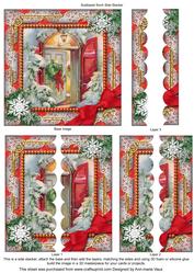 Christmas Welcome Door Snow 5inch Sq Scallop 2 Side Stacker