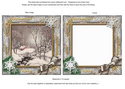 Winter Walk Snow Ornate Square Card Front and Frame