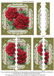 Beautiful Red Roses 5inch Square Scalloped 2 Side Stacker