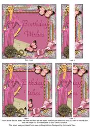Pink Lady Butterfly 5inch Square Straight 2 Side Stacker