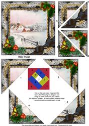 Snow Village Holly 5inch Triangle Edge Spiral Stacker