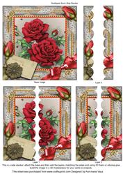 Christmas Roses 5inch Square Scalloped 2 Side Stacker