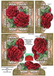 Red Roses Lace 2 One Edge Scallop Bottom Stacker