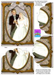 Elegant Wedding Couple One Edge Scallop Bottom 7x5in Stacker