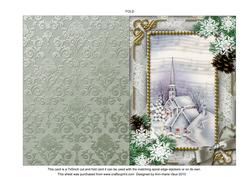 Blue Church Snow 7x5inch Folded Picture Card