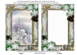 Blue Church Snow 7x5inch Picture Card Front and Frame