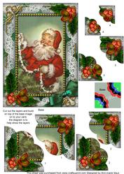 Santa Holly 7x5inch Scalloped Duo Corner Stacker