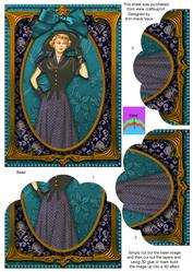 Elegant Teal Lady One Edge Scallop Bottom 7x5inch Stacker