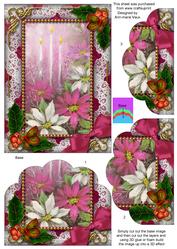 Pink Poinsettia Holly One Edge Scallop Bottom 7x5in Stacker