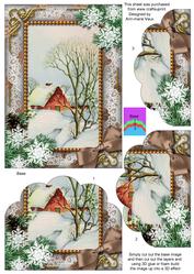 Christmas Scene Snow One Edge Scallop Bottom 7x5inch Stacker