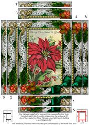 Red Poinsettia Holly Spiral Edge Stacker 7x5in Card Front