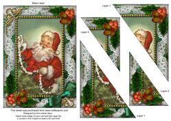 Santa Holly 7x5inch Triangle Duo Corner Stacker