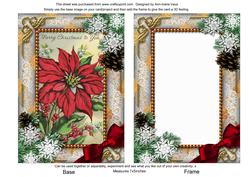 Red Poinsettia Snow 7x5inch Picture Card Front and Frame
